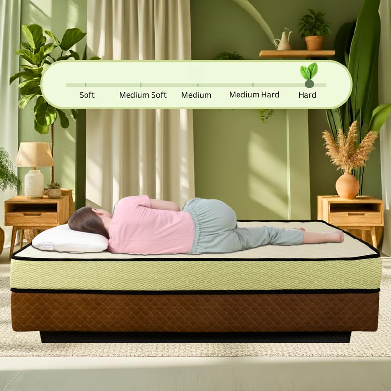 Image of DREAMZEE Samya 100% Natural Latex & Rubberized Coir Mattress | Hard Comfort | Eco-Institut Certified | Hybrid Series - Queen Size (78x60x5 Inches) | 10 Years Warranty