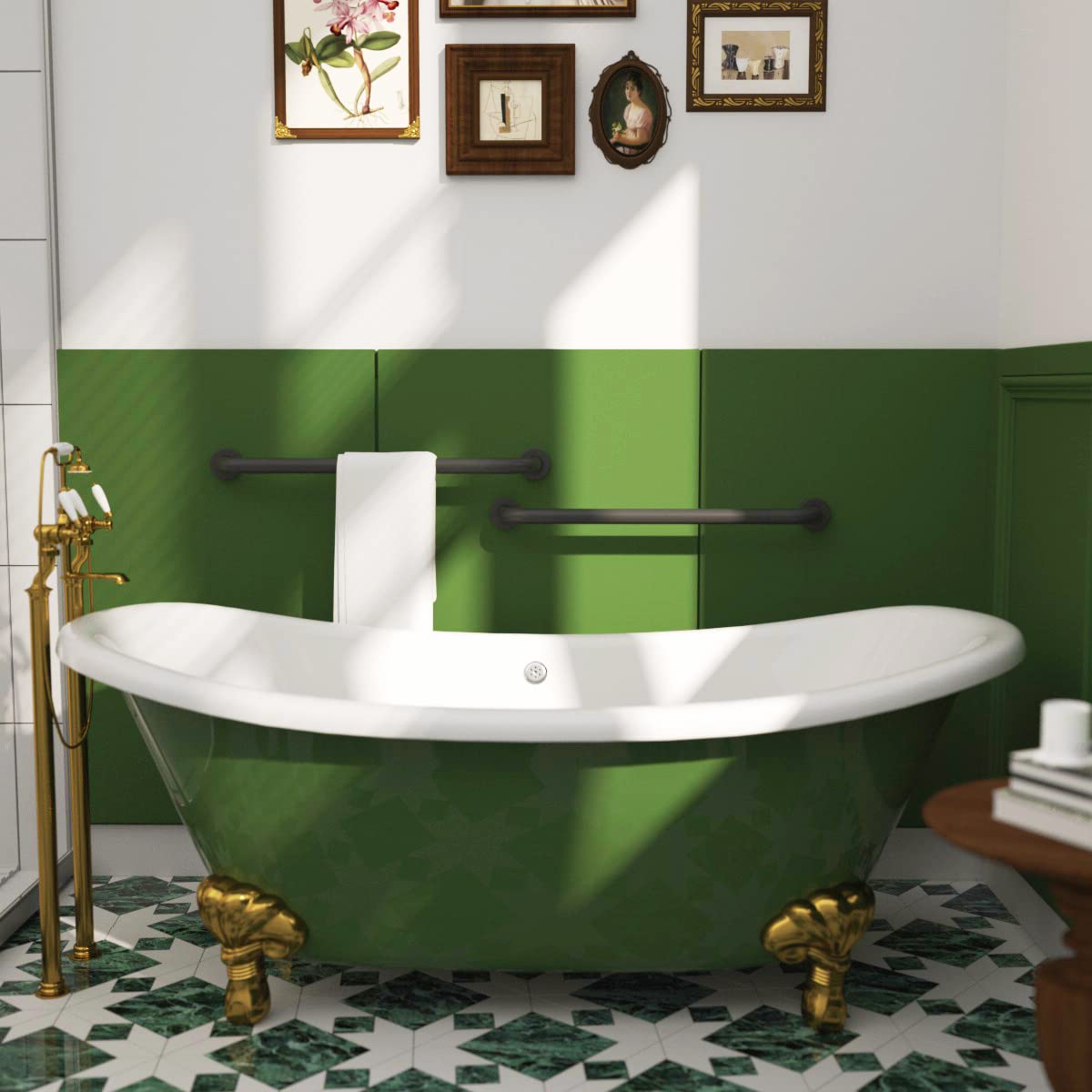 Munzong - Juego de 2 barras de agarre antideslizantes de 24 pulgadas para ducha, color negro aceitado de 1.25 pulgadas de diámetro, barra de agarre de baño moleteada, barra de equilibrio de baño