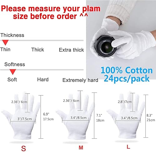Miniatura 6 de Guantes de algodón  24 guantes blancos suaves hidratantes para manos secas inspección de spa (pequeño)