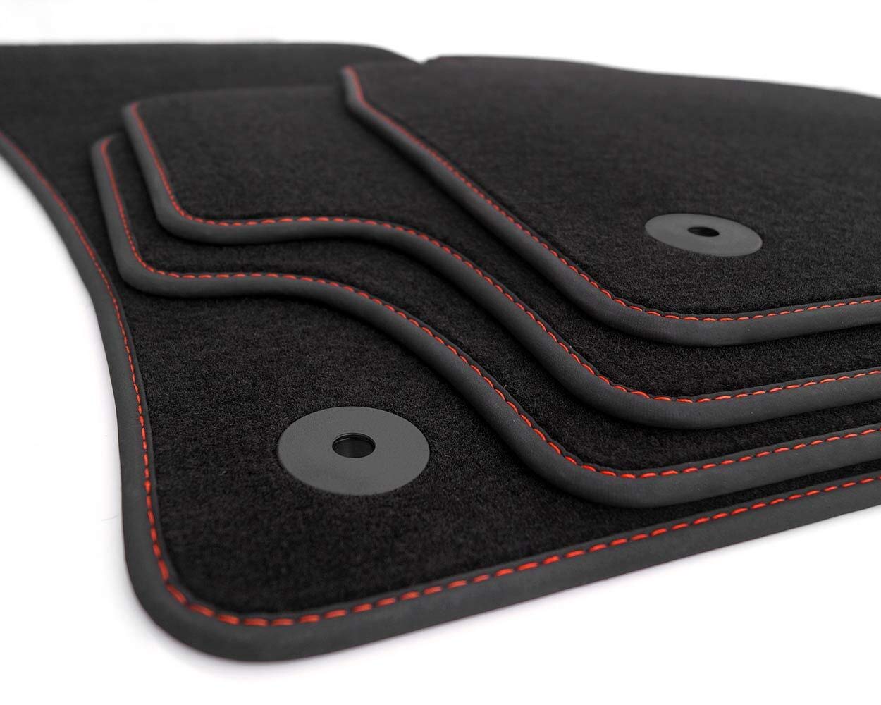 kh Teile Dywaniki samochodowe pasujące do Golf 8 Premium Tuning jakość akcesoria samochodowe 4-częściowe welur czarny szew ozdobny czerwony