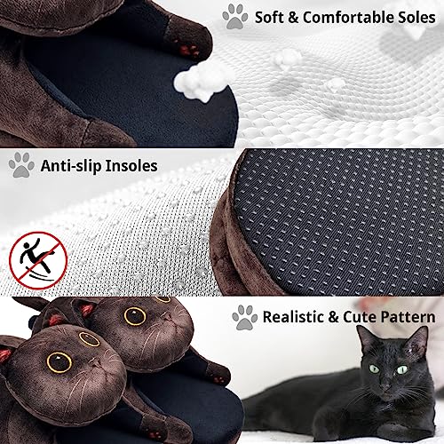 Funny Fuzzy Cat Slippers for Women - Fluffy House Shoes, Cute Animal Slippers for Indoor & Outdoor, Soft Non-Slip, Cat Gifts for Lovers, Christmas Gifts for Girls/Mom/Men3