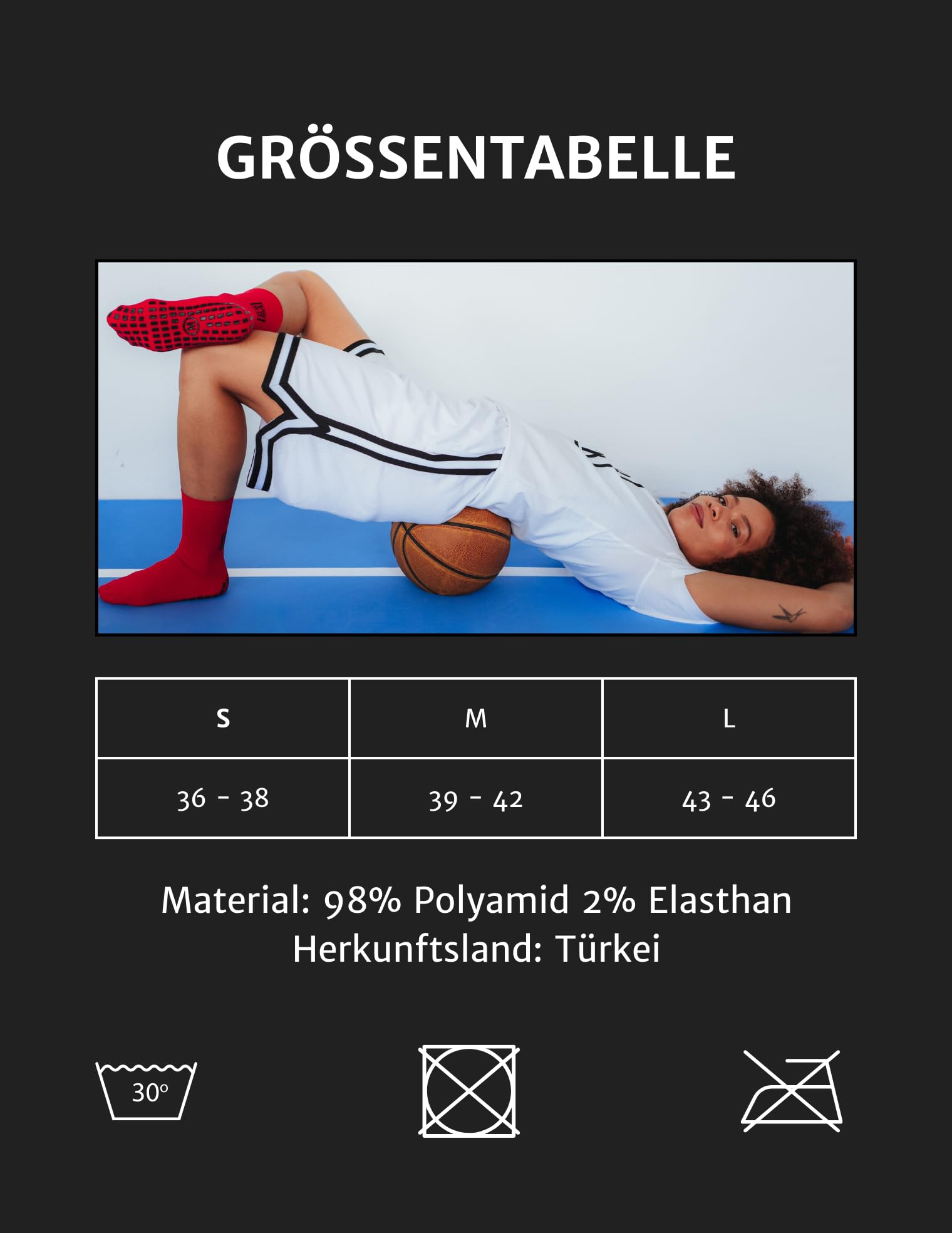 Grip Socken für Sport - Komfortable Stoppersocken - Anti-Rutsch Socken mit maximalem Grip - Extra rutschfeste Socken für Fußball, Yoga & Tennis - 4er Set