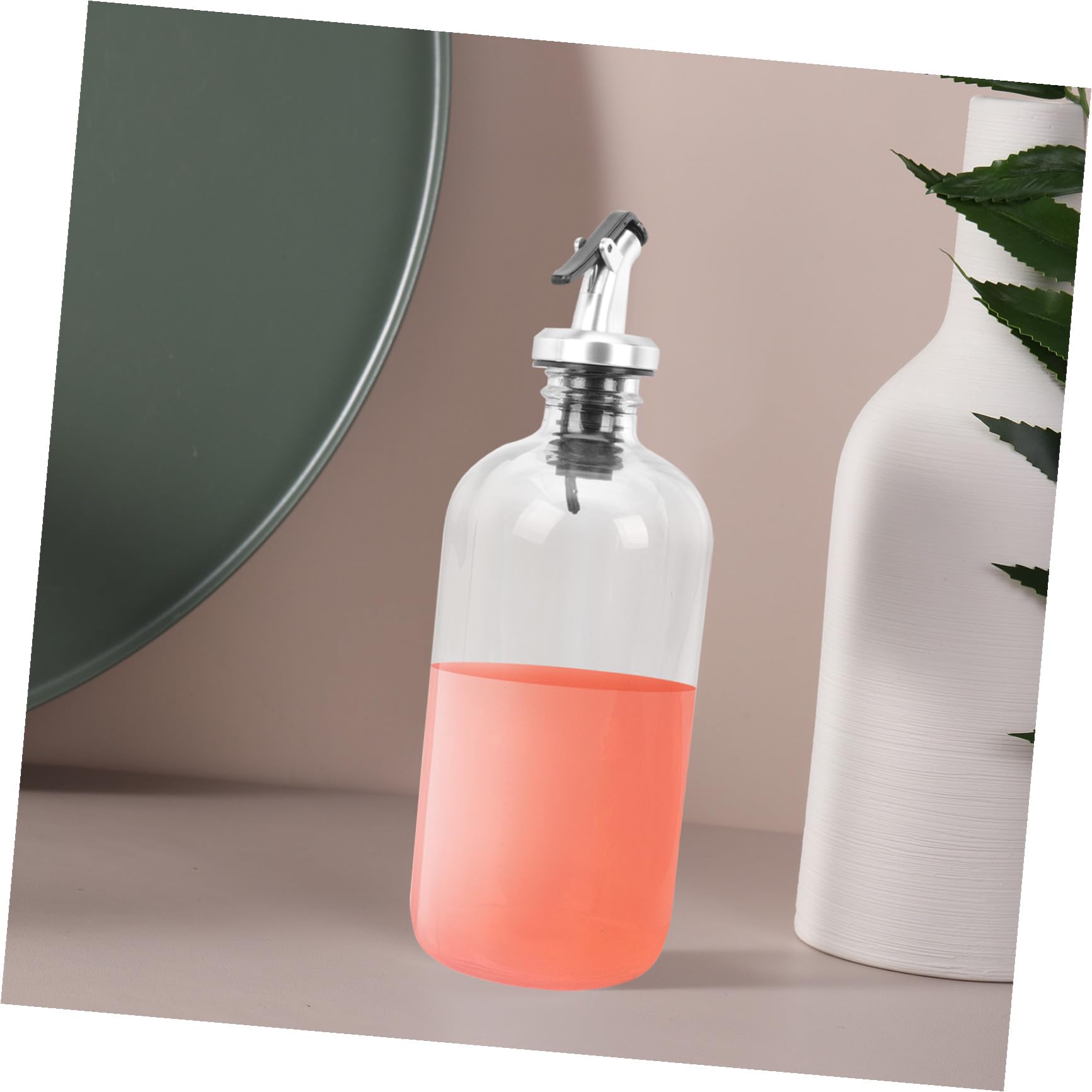 Mundwasserspender aus Glas und Edelstahl 500ml, 2 Stück | Trichter Plus Mundbecher im Lieferumfang, Geeignet für Zuhause, Hotel, Glatt Poliert, Klassisch Elegant