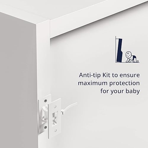 Miniatura 9 de Cozy Castle Estantería blanca con puertas estantería alta con estantes abiertos de 3 niveles para dormitorio sala de estar 276 pulgadas de ancho x