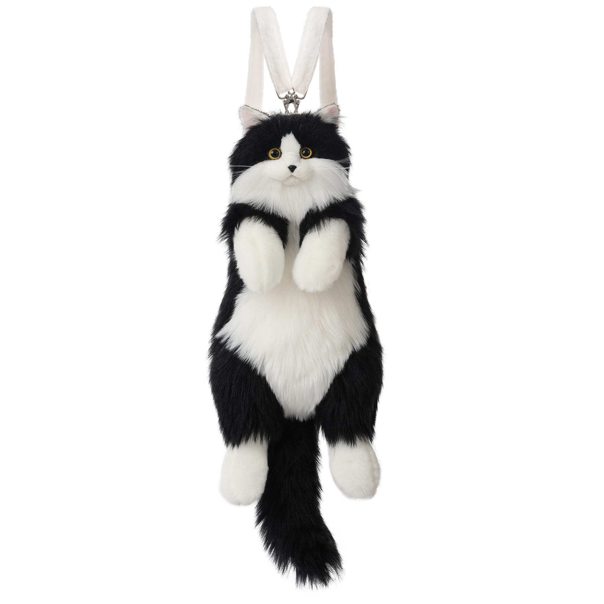 Stuffed Realistic Cat Plush Backpack Gift for Girl,Sister,and Daughter - Carry Over Shoulder, on One Shoulder or Crossbody with Adjustable Straps Cute and Soft Stuffed Animal Backpack