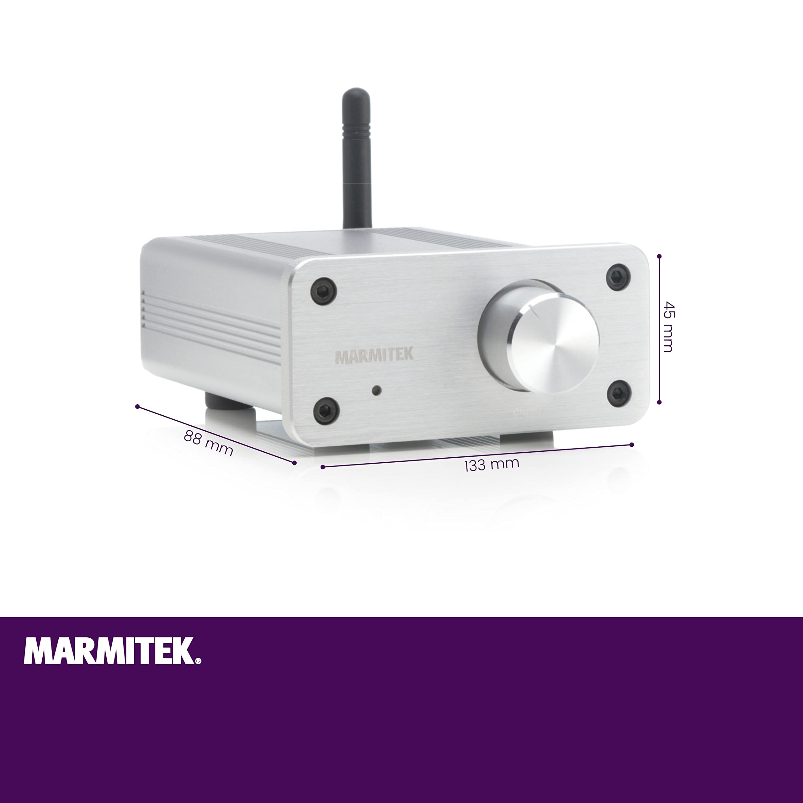 Marmitek BoomBoom 460 - Odbiornik Bluetooth z cyfrowym wzmacniaczem aptX | Audio receiver do głośników pasywnych, 2x20 W RMS, wejście AUX, wyjście głośnikowe i mini wzmacniacz stereo