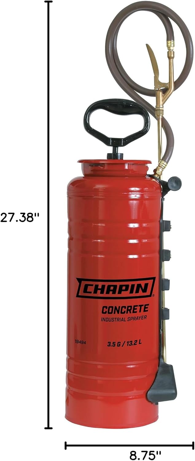 Chapin 19494 Industrial Sprayer, 3.5 Gallon Tri-Poxy Open Head Sprayer for Professional Concrete & Construction Applications, Chemical-Resistant Seals with All Brass Components