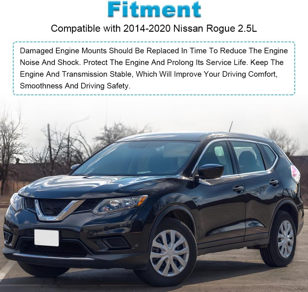 JDMON 1PCS Front Right Engine Mount Replacement for 2014-2020 Nissan Rogue 2.5L Compatible with A4366, MK4366, 113504BA0A