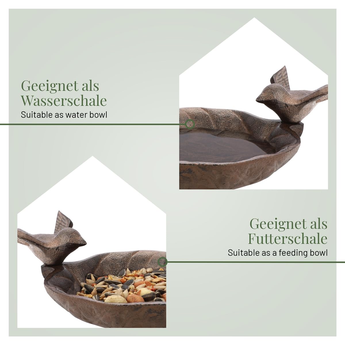 wildlife home Bain d'oiseaux debout sur piquet I Petit bain pour oiseaux sauvages Jardin Balcon Résistant au gel en fonte