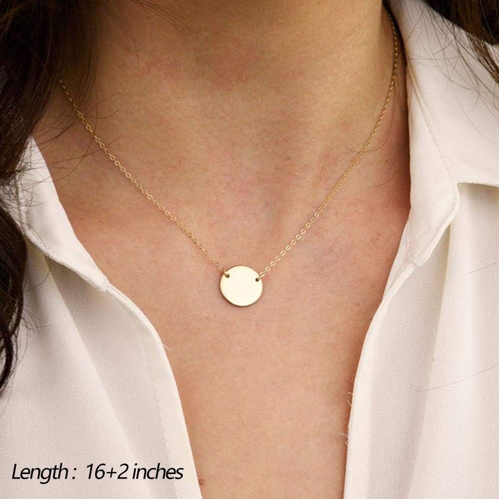 Turandoss Dainty Layered Choker Necklace, Handmade Y Pendant Necklace Multilayer Bar Disc Necklace Adjustable Layering Choker Necklaces for Women - Image 3