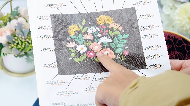Kit Broderie Sac Fourre-Tout MAMUNU - Motif Floral - Pour Débutants