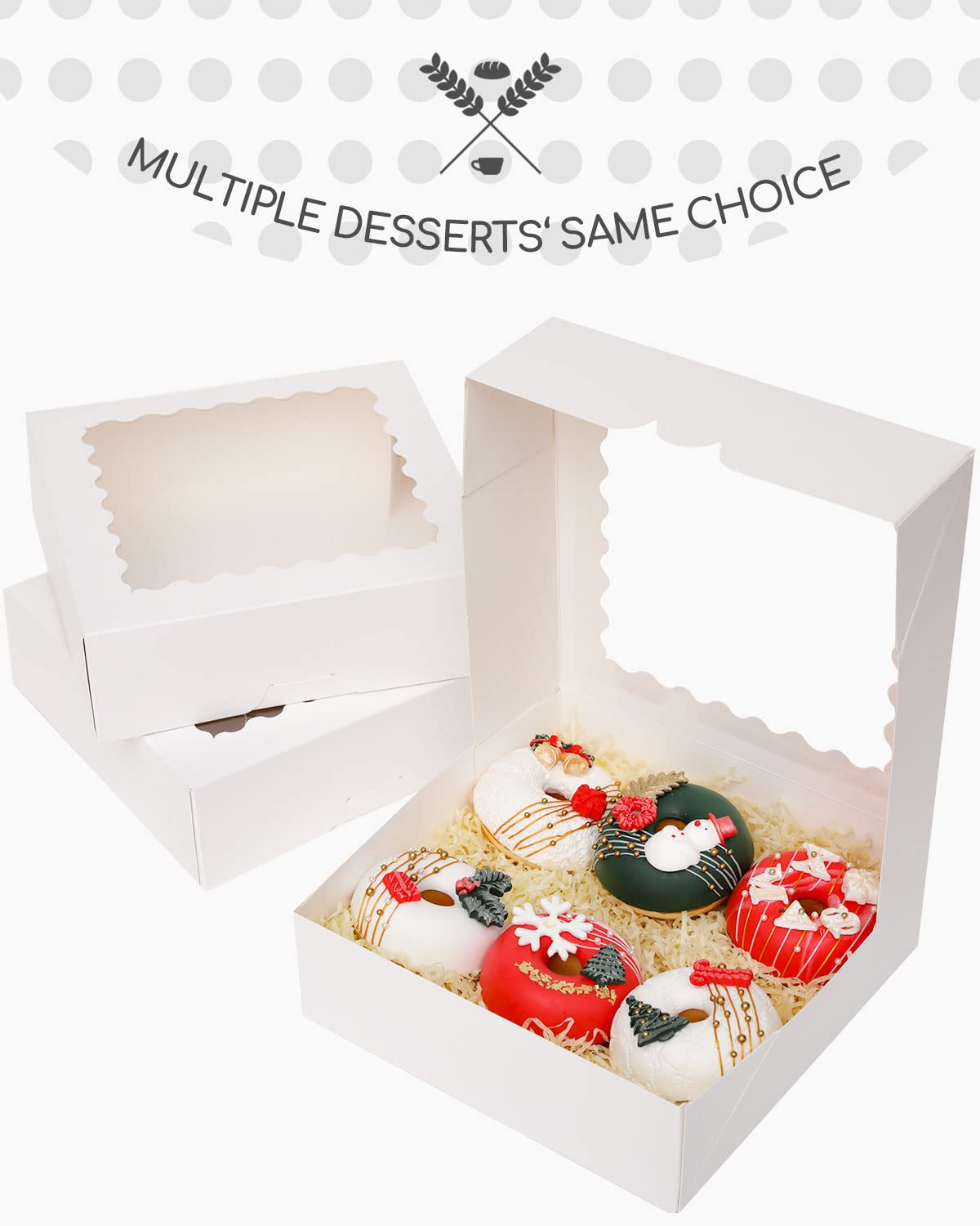 15 Pezzi Scatola di Cartone Bianca con Finestra Trasparente, 17,8x10,9x3,8 cm Scatole per Dolci in Carta Kraft con Finestre, Cupcake Box in Carta con Finestra Trasparente, per Biscotti, Pasticceria