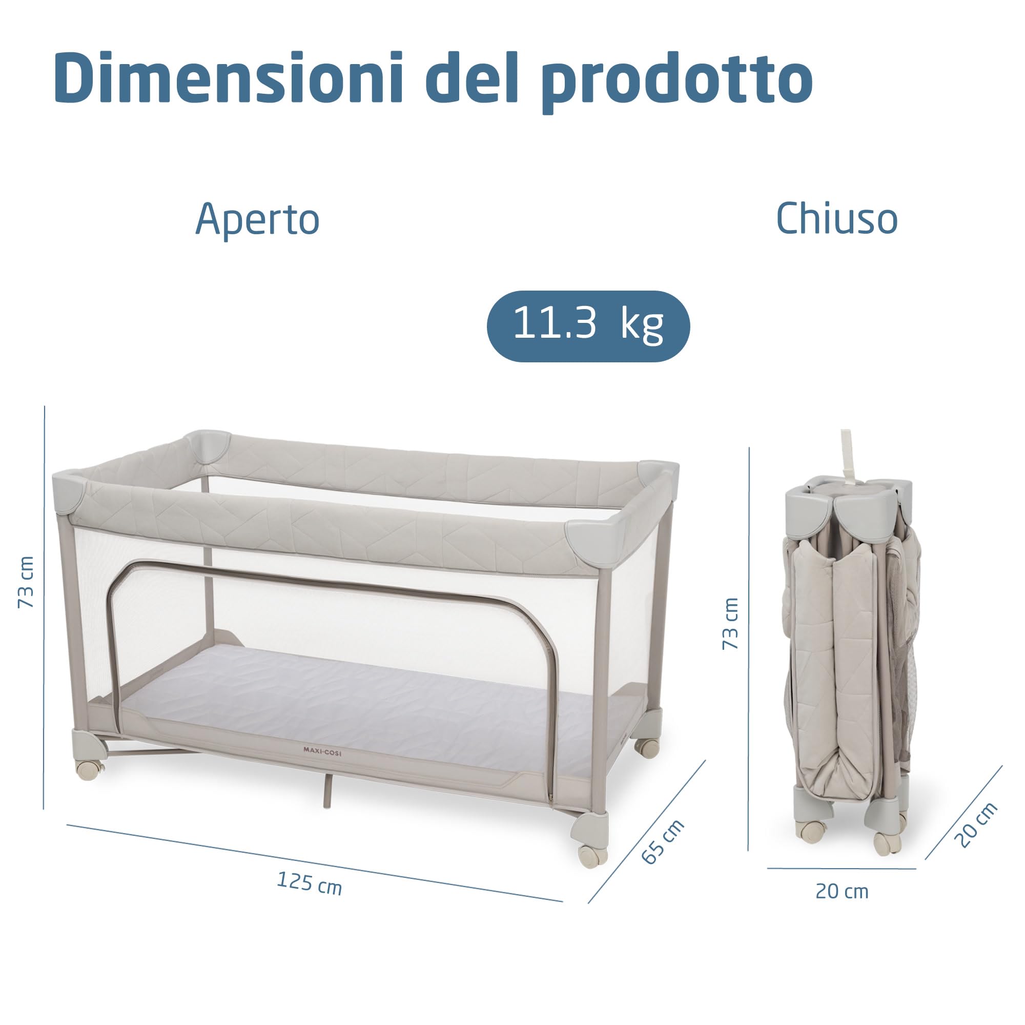 Maxi-Cosi Merlin, 2 in 1 Culla da Campeggio Neonato & Area Giochi, 0-4 Anni, 0-18 kg, Lettino da Viaggio Bambini, Chiusura in 1 Secondo, Materasso 120x60 cm, Finestra Laterale, Elegance Beige