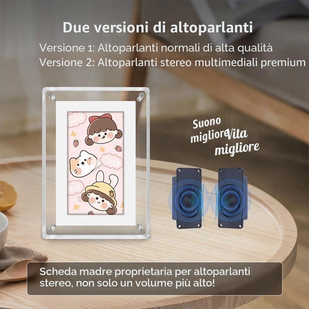 Cornice video digitale da 12,7 cm, acrilica 4 GB, batteria 1200 mAh, decorazione casa regali