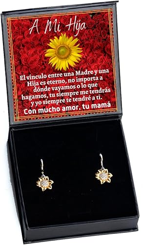 Regalo de San Valentín - Sere un ladron de minutos para estar más tiempo a tu lado, regalo para novia, esposa, prometida - Aretes de Girasol, Zinc
