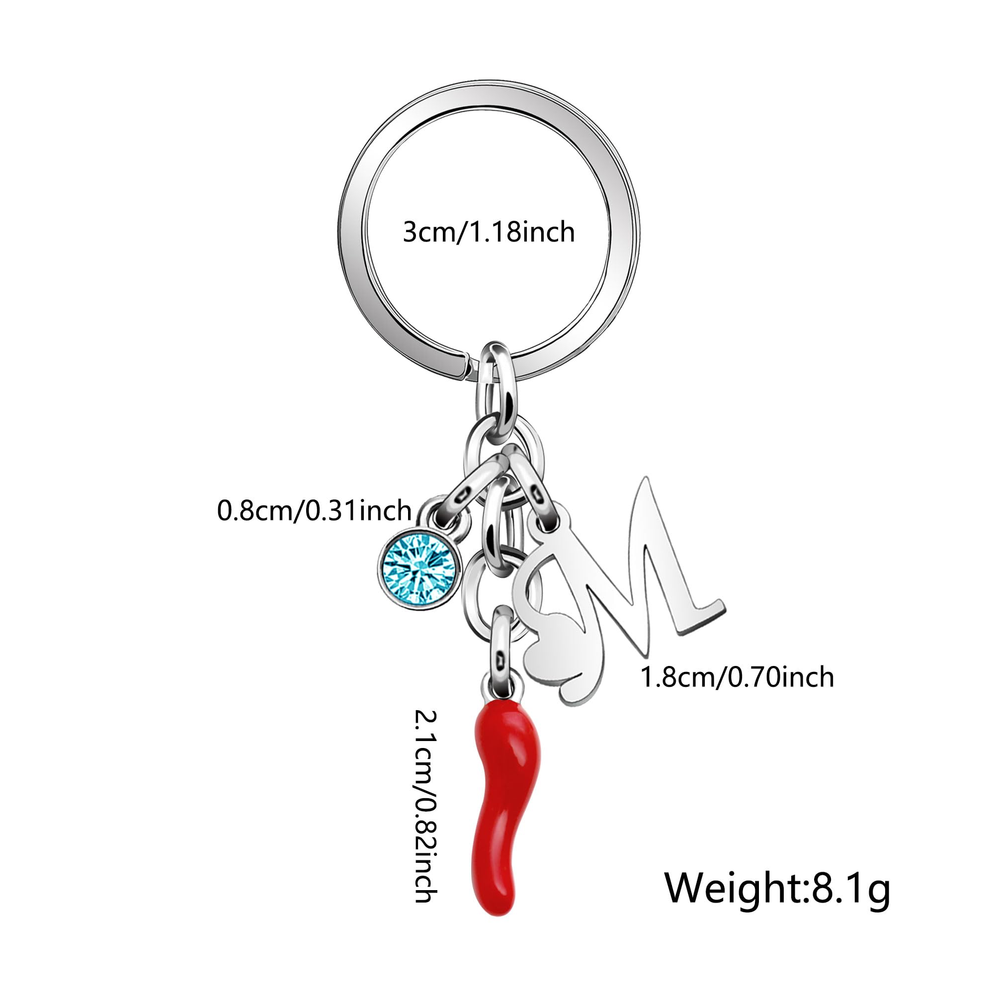 Aosyoisk Portachiavi Nome lettera iniziale. Personalizzato Corno di pecora rosso Amulet ciondolo Portachiavi regalo Per Festa della mamma,Compleanno,San Valentino,Anniversario