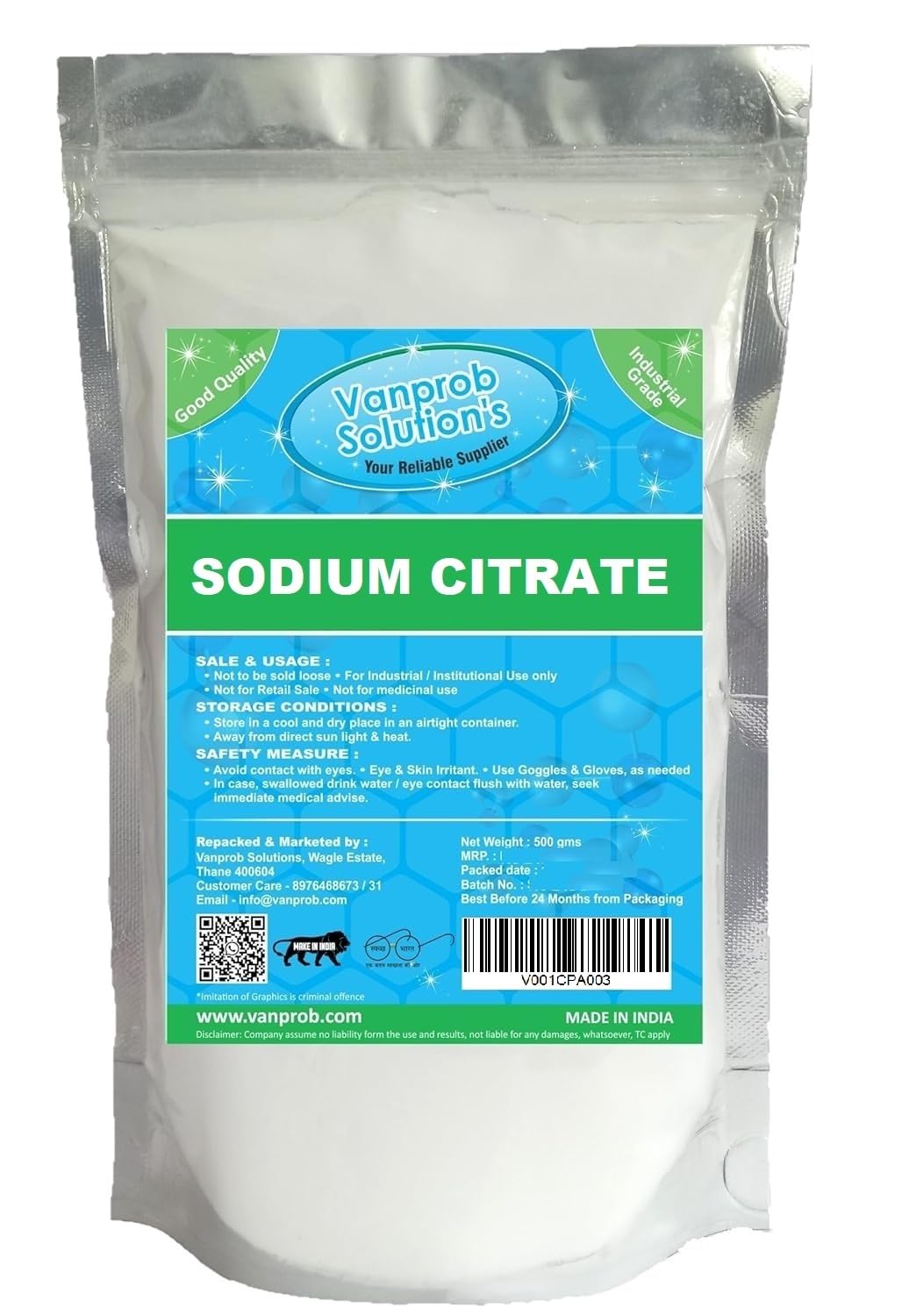 Sodium Citrate White, Powder, Used for Soap Making, Shampoo, Cosmetics, Moisturizer, Lotion Making, Domestic Use & Diy Personal Care, Cleaning, Laundry, Detergent - 330 gms x 1 Pack