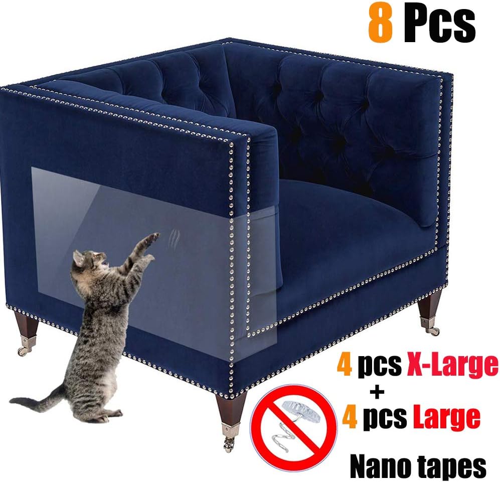 Anti Cat Scratch Deterrent Tapes 8 Pcs, Furniture Protectors from Cats, Cat Training Tapes Stop Pets from Scratching Couch, 4 Pack…