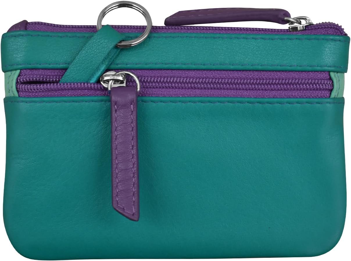 ili New York Mini Leather Coin Purse, Compact Design with Key Ring and RFID Protection for Women and Men in Vibrant Colors, Cool Tropics - Image 2