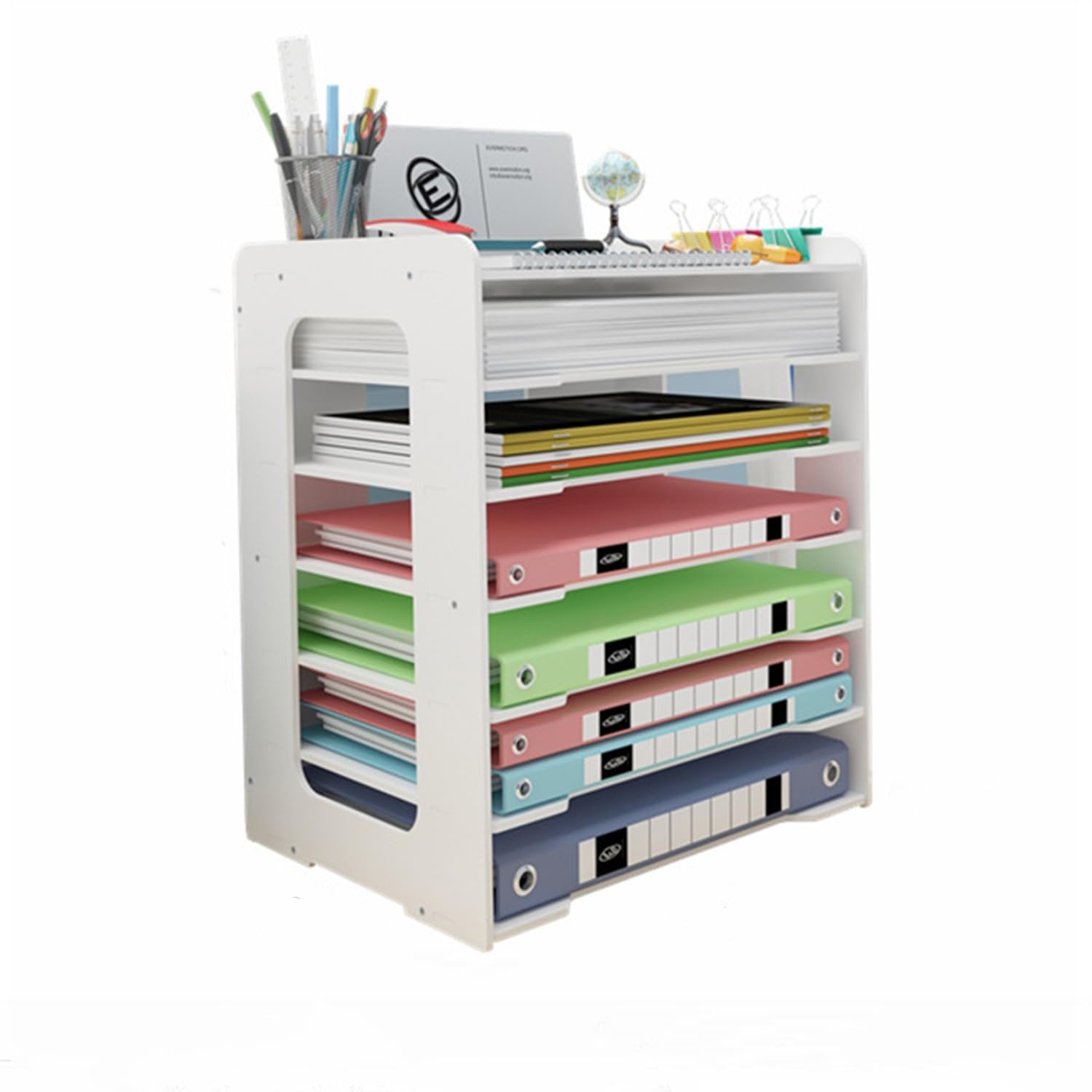ILWorkTLs 7-Tier Desktop File Holder,Office Paper Organiser,Desk Letter Tray,A4 Paper Holder,Document Storage for Home Office School,White