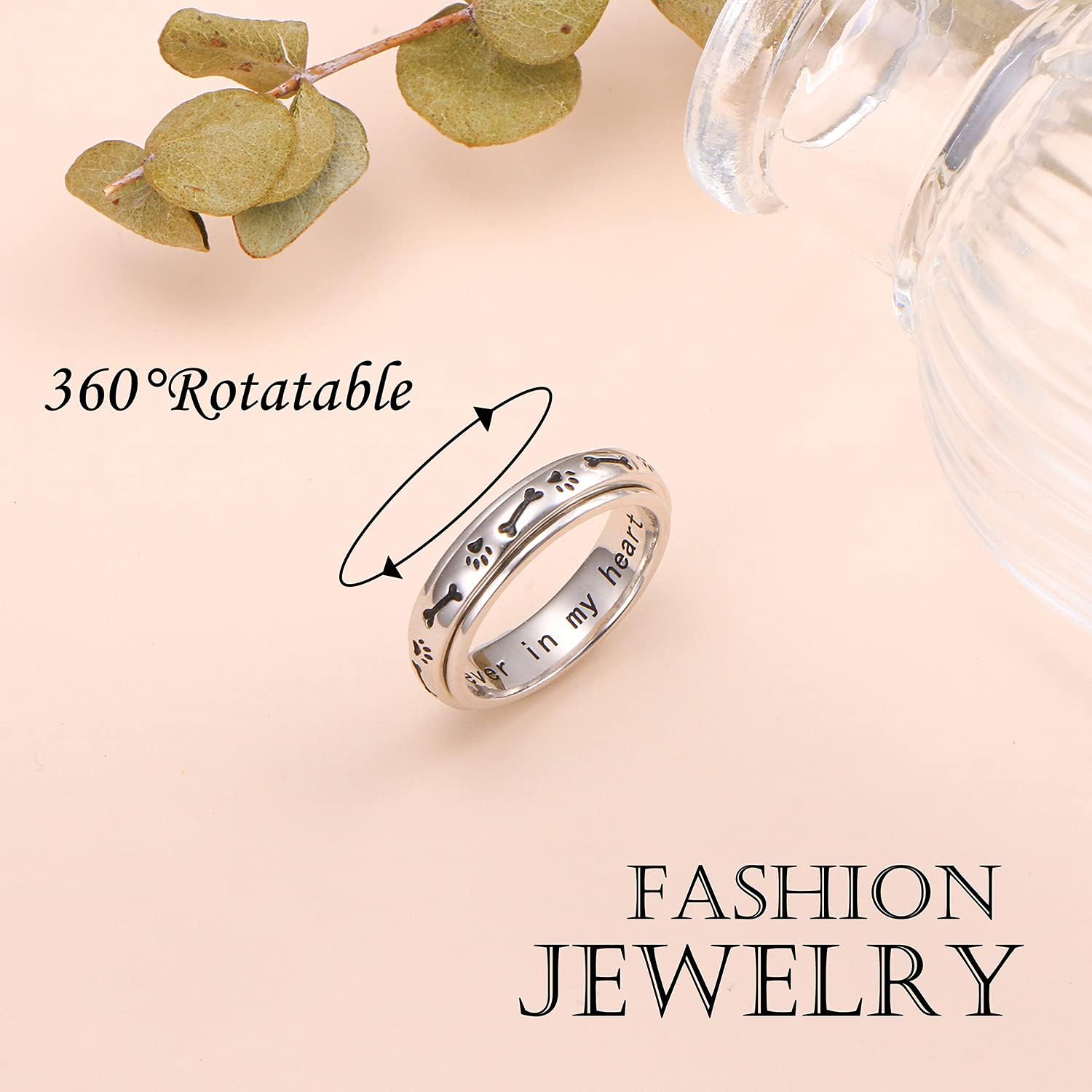 Spinner Rings for Anxiety,S925 Sterling Silver Fidget Anxiety Worry Relieving Boredom ADHD Autism Band Rings for Teen Girls