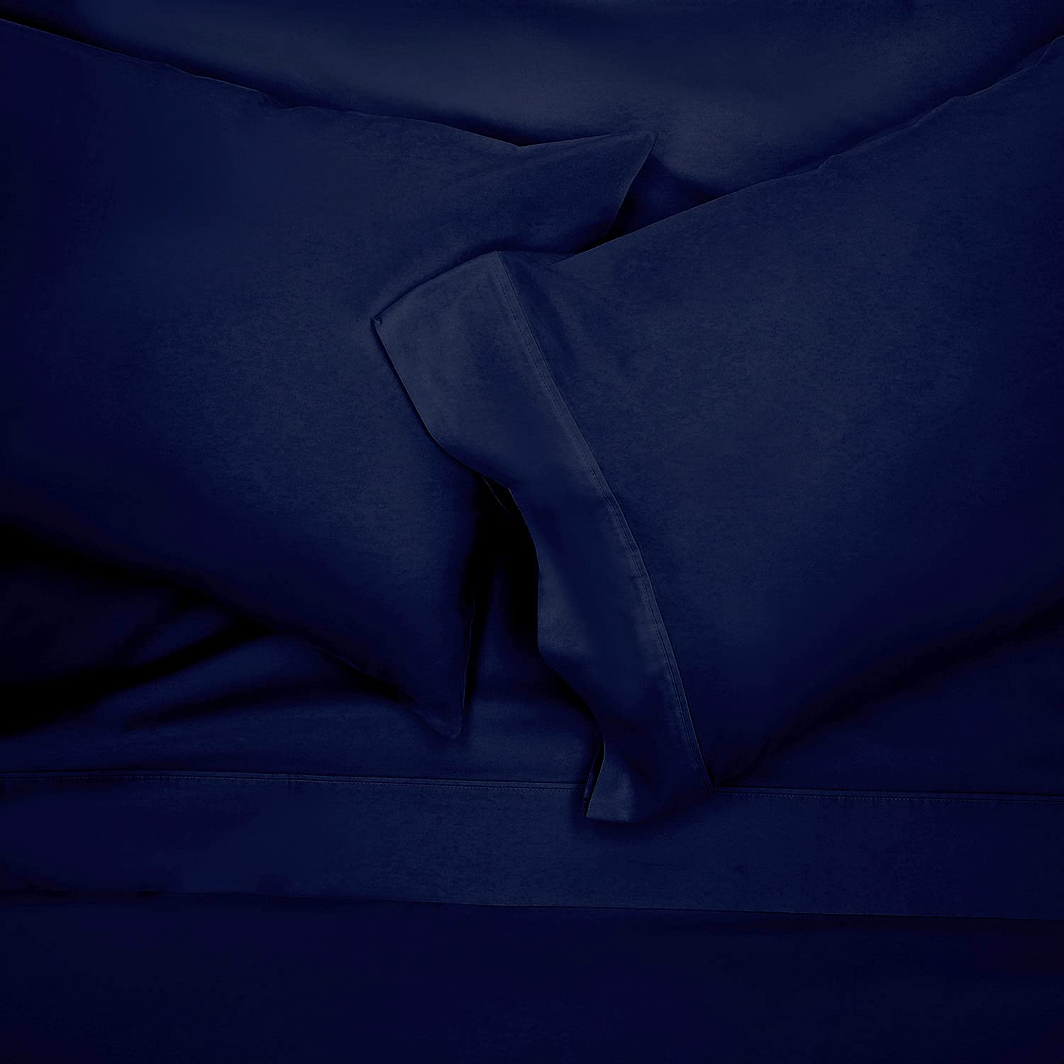 Sunday Home 400 Thread Count 100% Cotton Pillow Cases - Queen Size 20 x 30 Inches, Navy Blue, Set of 2 - Bed Pillow Cover Set, Soft & Silky Sateen Weave, Wrinkle and Fade Resistant