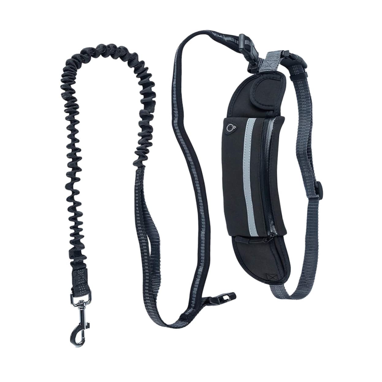 FONDOTIN Adjustable Waist Pet Dog Leash for Running Hiking with Leakproof Bag Dog Training Lead Black