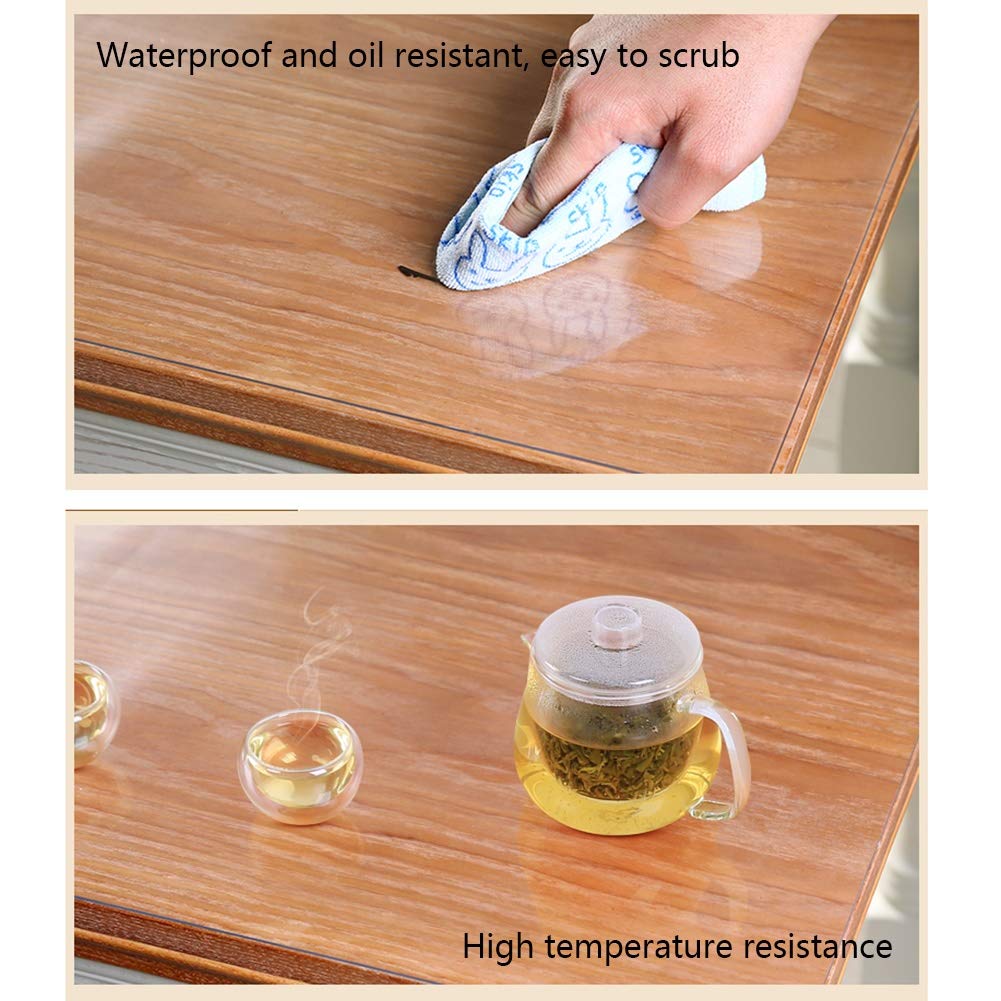 Tappetino Trasparente Parquet 1,0/1,5/2,0 Mm di Spessore Copri Proteggi Tavolo PVC Protezione da Scrivania Impermeabile Resistente al Calore Fonoassorbente per Cucina (Clear-1.5mm,90x90cm)