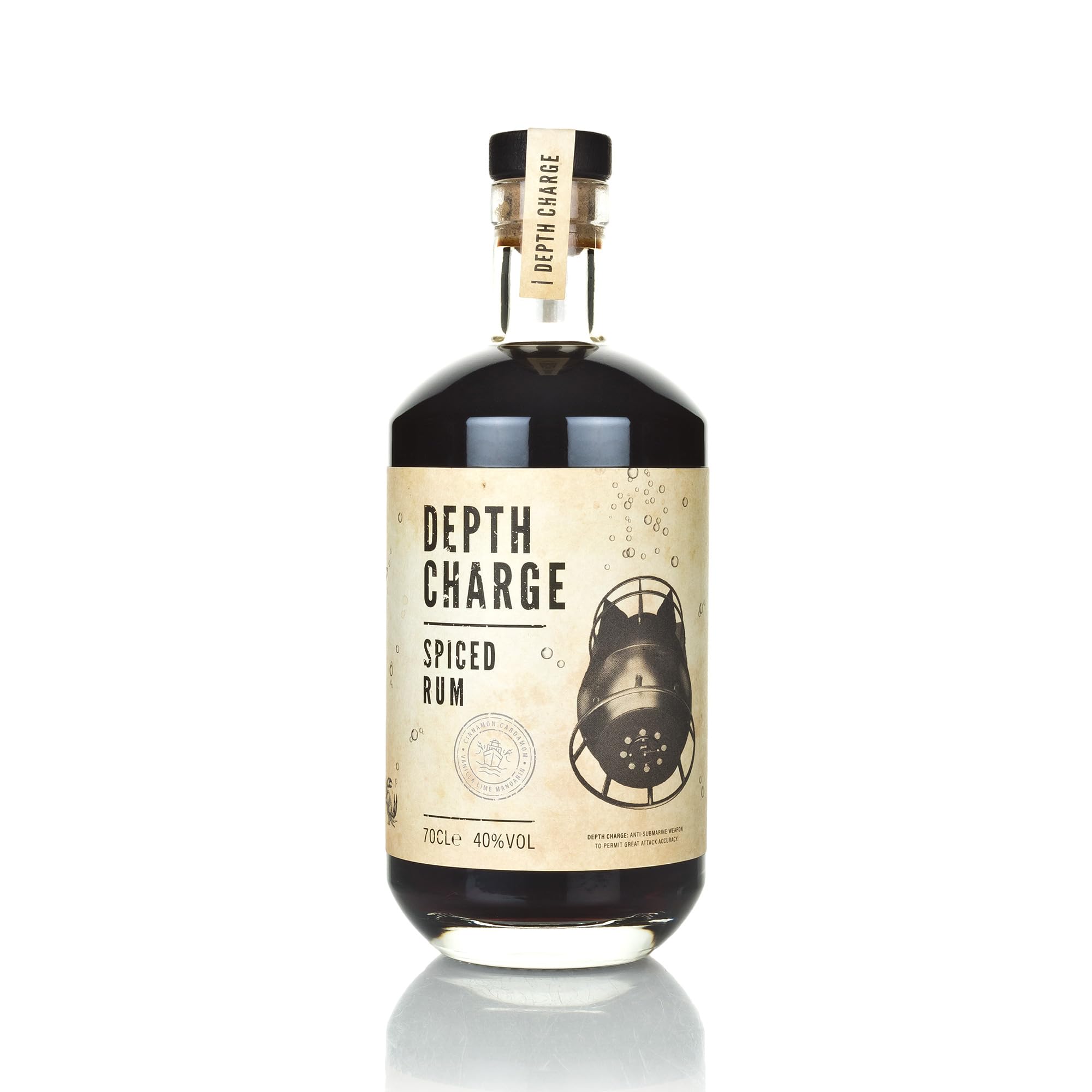 Depth Charge Spiced Rum, 70cl - 40 Percent ABV Spiced Rum with Cinnamon and Vanilla Notes for the Ultimate Cocktails - Rum Blended and Bottled in the UK