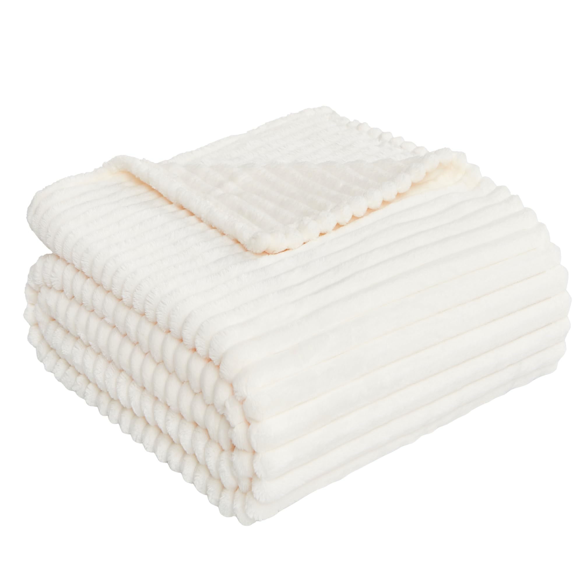 LANE LINEN Fleece Throw Blanket Warm White 127 x 152 – Gift for Mom Women Men, Soft Fluffy Fleece Flannel Cozy Fuzzy Plush Couch Bed Blanket, Bedroom Decor Gifts for Him Her