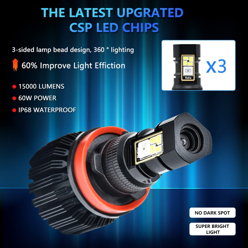 LED RGB para coche, aplicación compatible con Bluetooth, control multicolor, bombillas LED antiniebla, H8 H9 H11