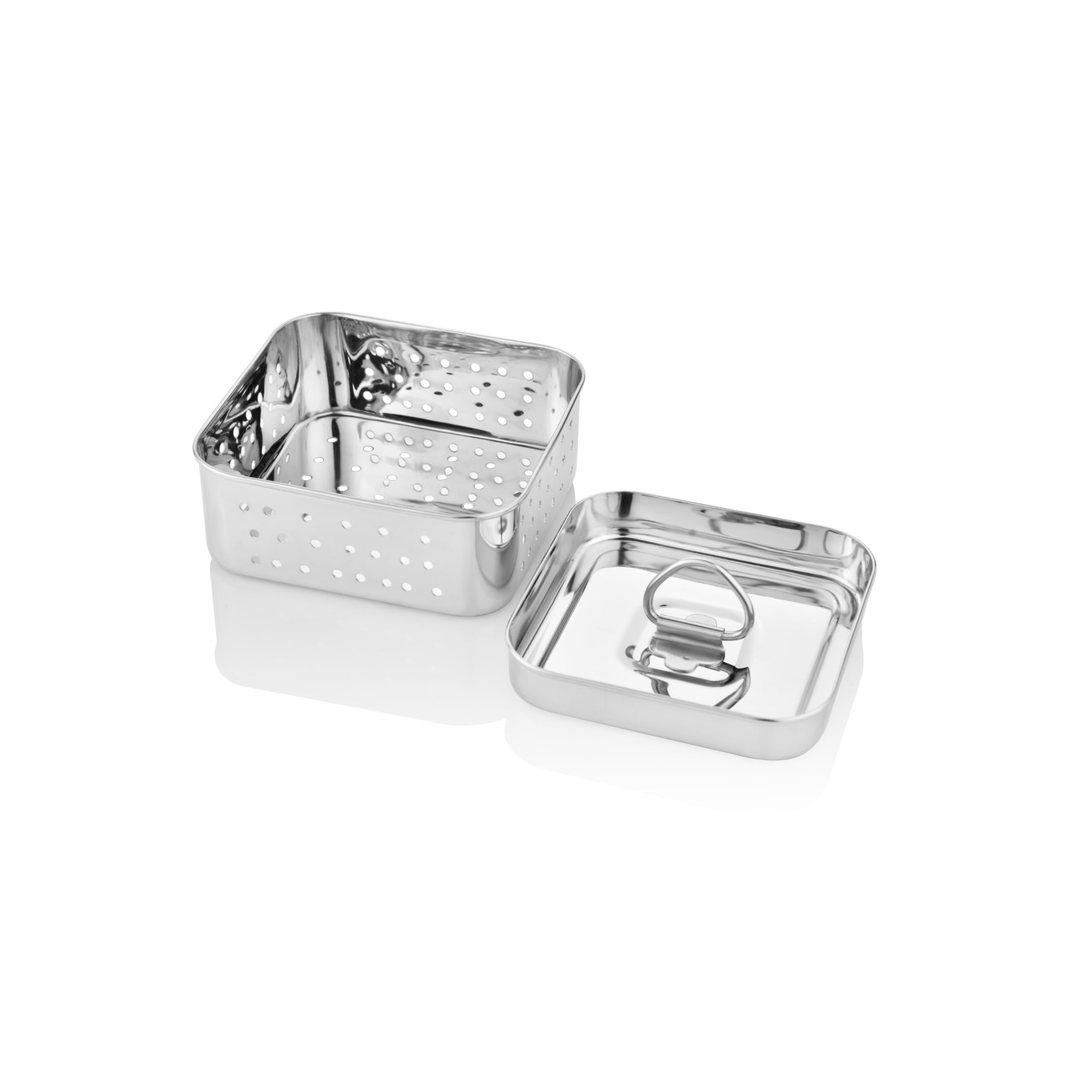 Embassy Stainless Steel Square Paneer Mould/Maker/Strainer | 400 ml | Dimension - 11.5 x 11.5 cms | Size - 2 | Perfect for Making Homemade Paneer/Cheese/Tofu | Dishwasher Safe