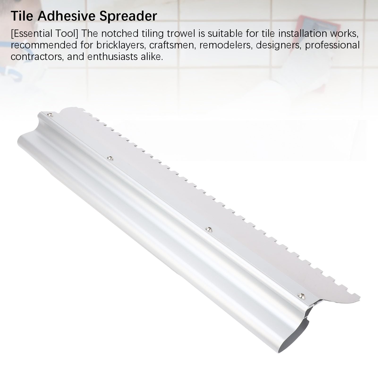 Herramienta de Enyesado de Acero Inoxidable de Aleación de Aluminio para Albañil Paleta de Muesca Cuadrada con Diseño de Deflector de Enyesado de área Grande (24 pulgadas)