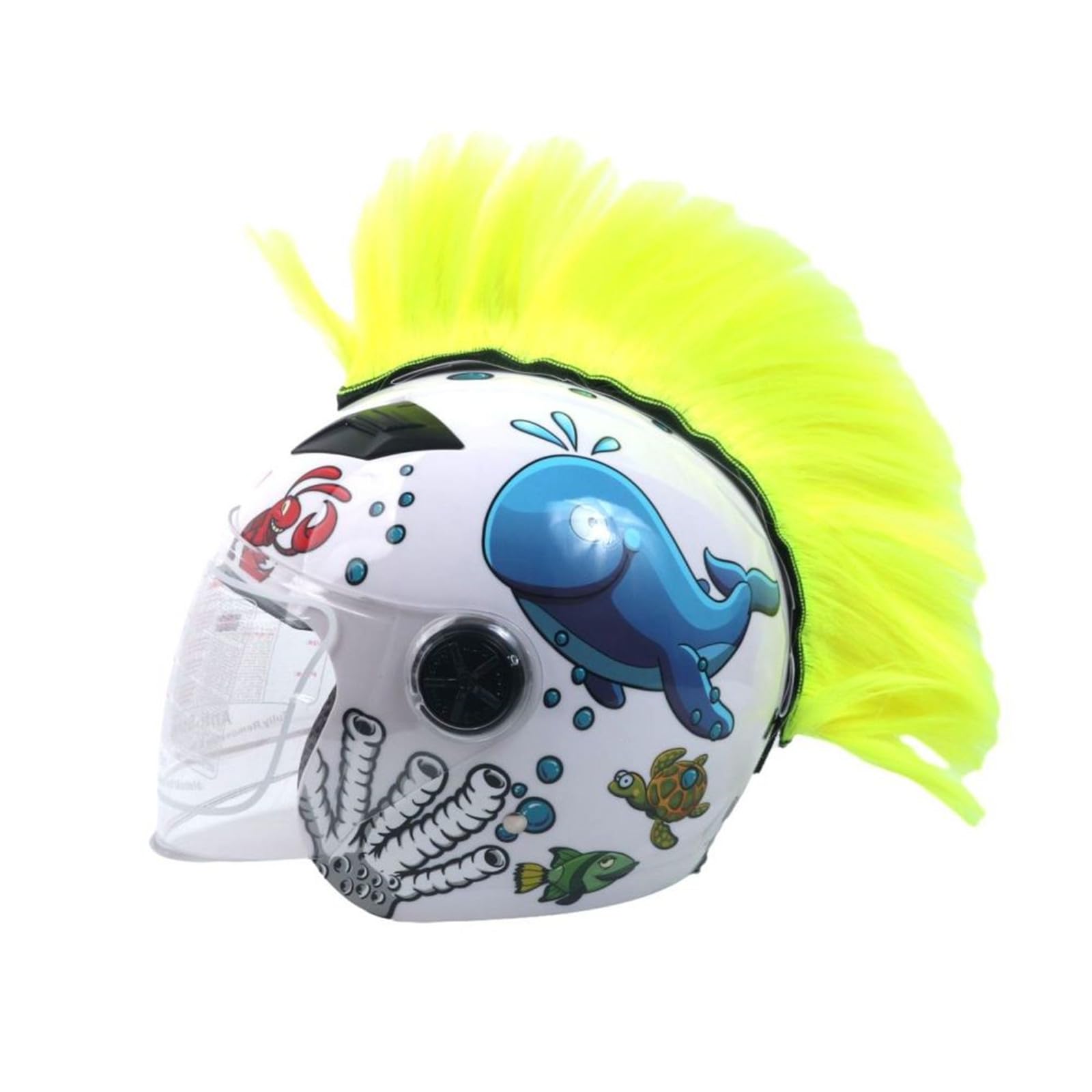 PAXLAMB Helmet Mohawk Wigs Skinhead Wig Hair Patches Hairpiece for Bicycle Motorcycle Cycling Scooters Polo Ski Snowboard Cosplay Costume (Fluorescence Yellow)
