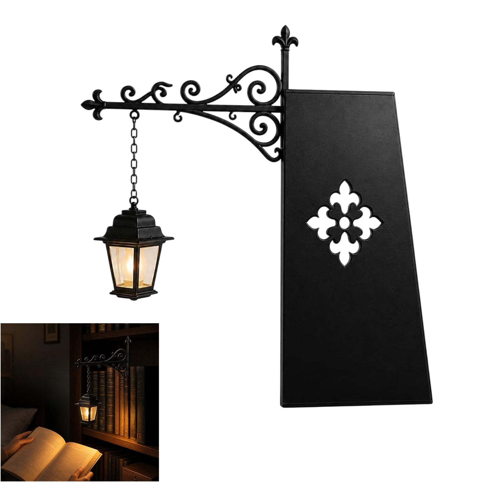 zoocco Library Lantern Mini Bookshelf Lamp, Cordless Portable Vintage Book Nook Light, Cozy Reading Nook Decor, Gothic Cottage Core Fantasy Accent Lamp (1 PCS)