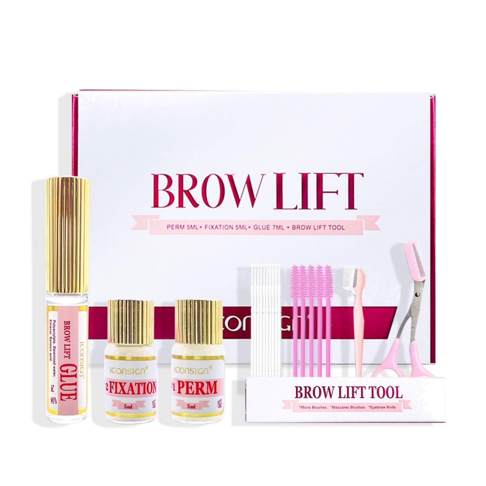 Holzsammlung 2 in 1 Kit Permanente Pestañas, DIY Kit Laminación Cejas, Fácil para Principiantes, Kit Elevación Pestañas, Profesional Semi-Permanente Levanting Kit, Adecuado para Salón y Uso en Casa