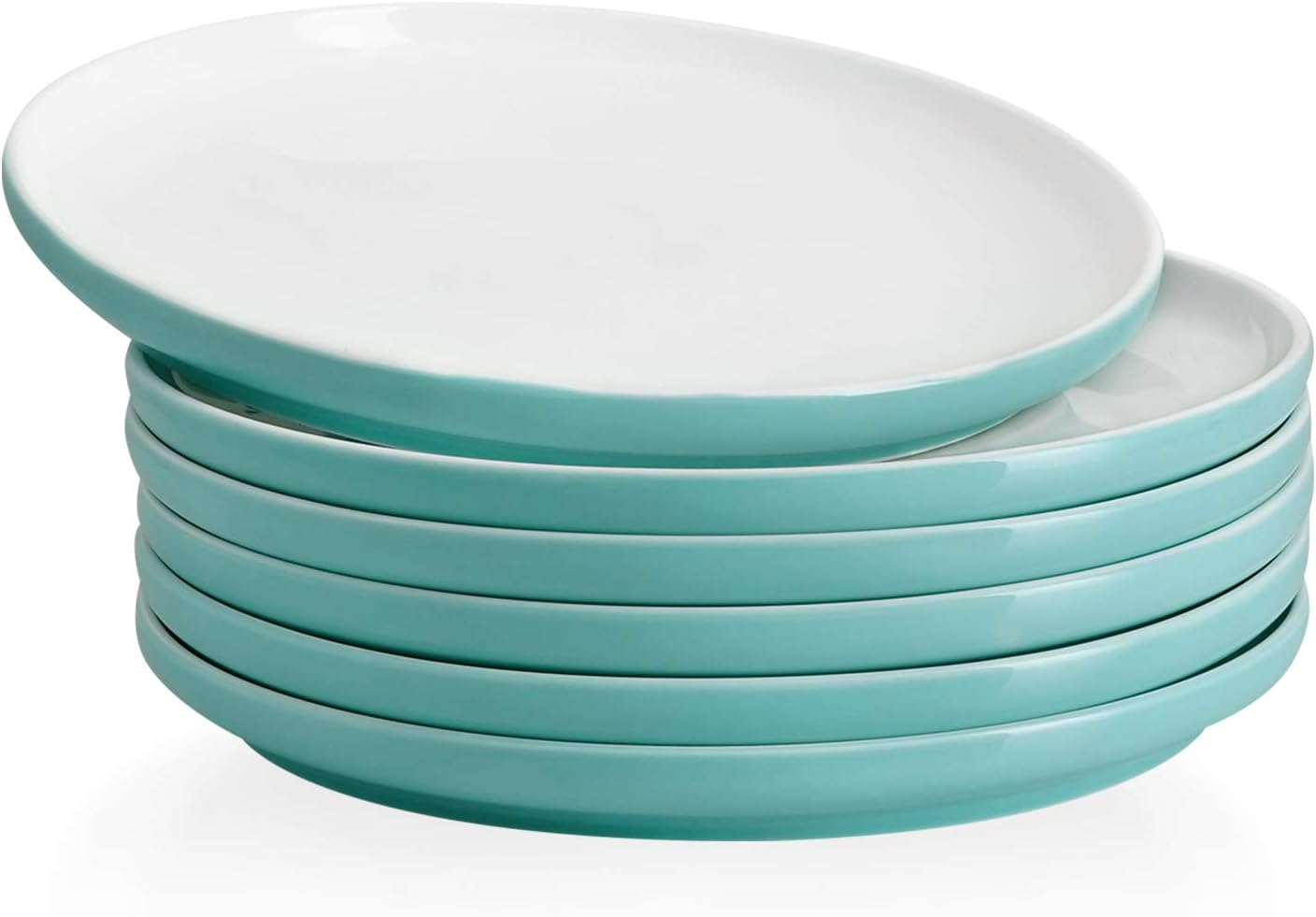 Kanwone Porcelain Dinner Plates 10 Inch Set of 6, Turquoise