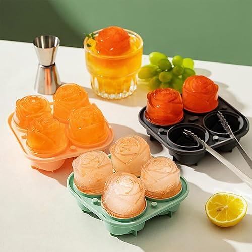 Miniatura 2 de Bandeja para cubitos de hielo, moldes para cubitos de hielo de rosas de 2.5 pulgadas, bandeja de silicona para cubitos de hielo con forma de flor de