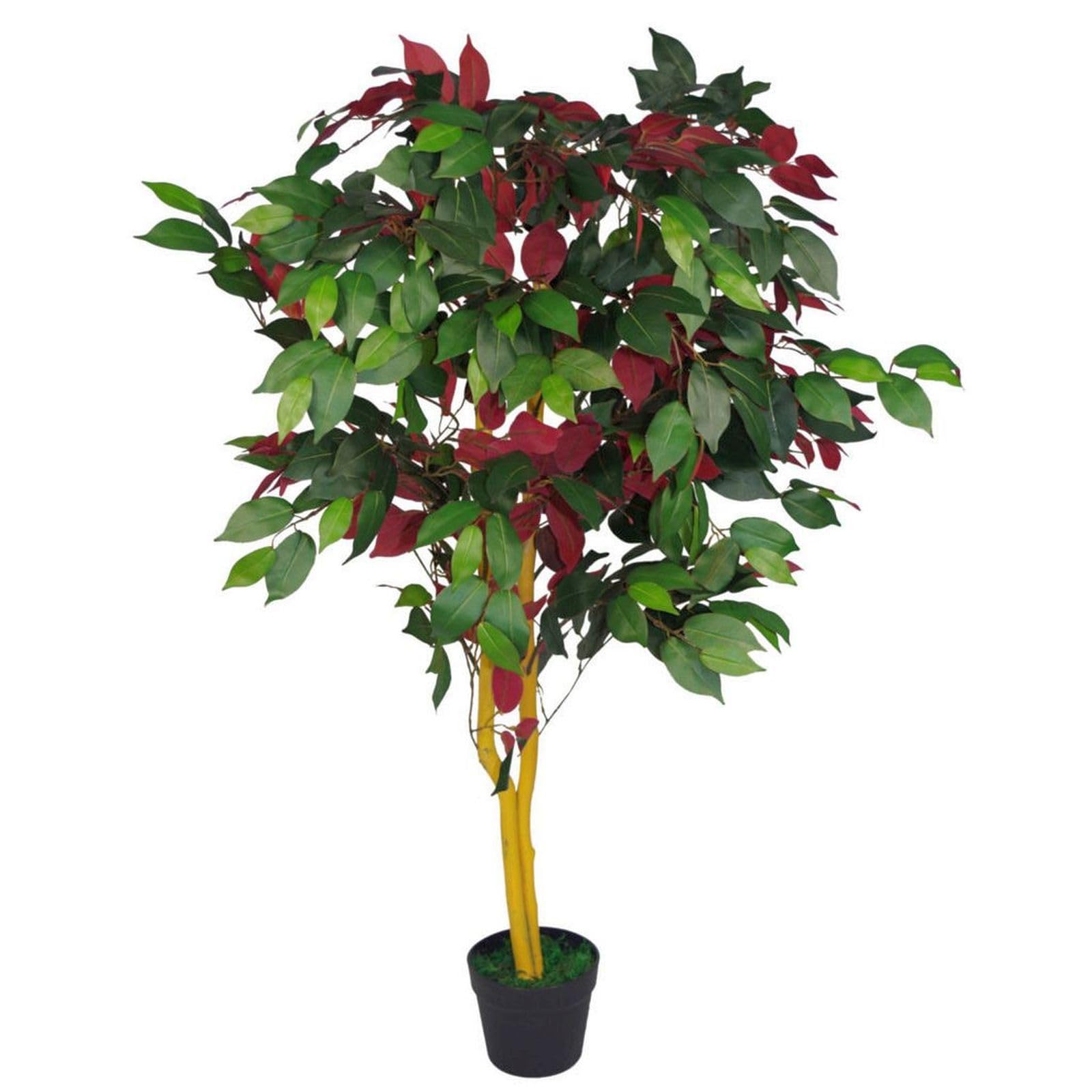 Leaf Ficus Artificial Tree 4ft - Red and Green