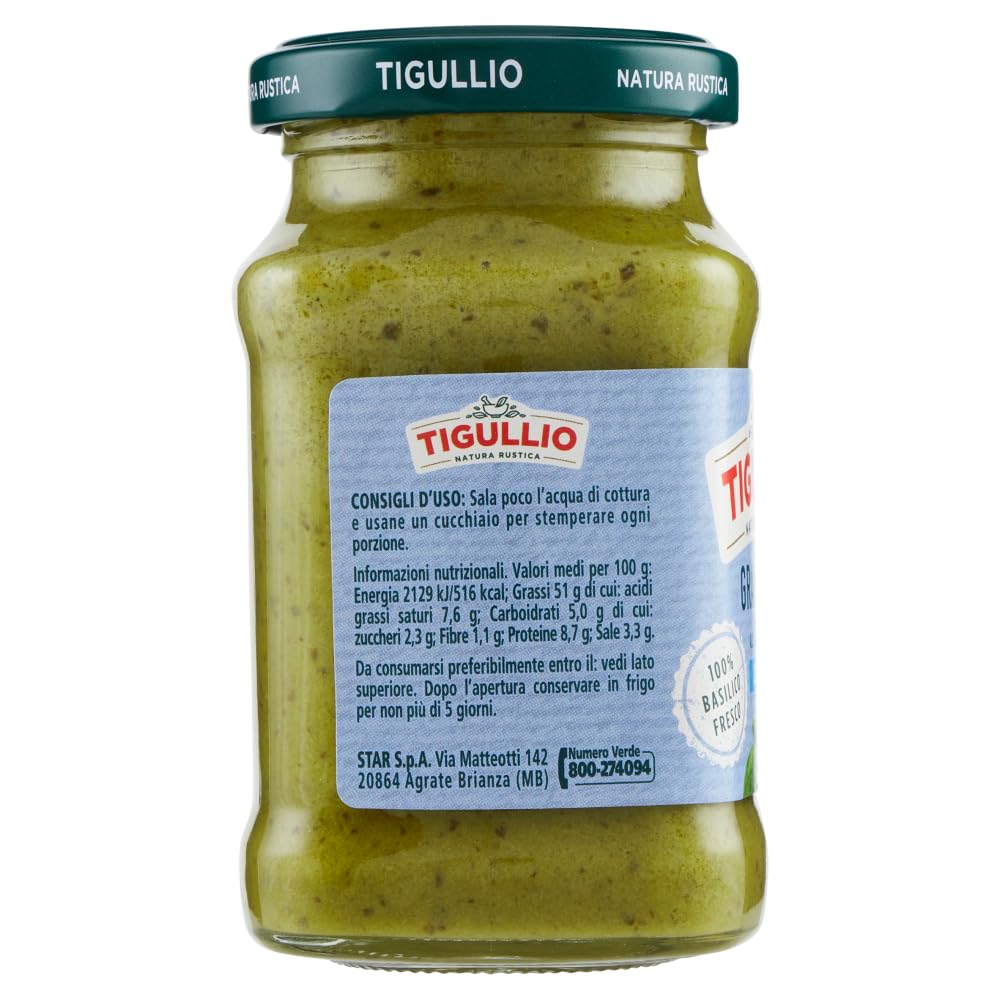 Star Tigullio GranPesto Pesto alla Genovese Cremoso Cremig Sauce mit 100% frisches Basilikum, 24 x 190g + Beni Culinari Kostenloser Schlüsselanhänger