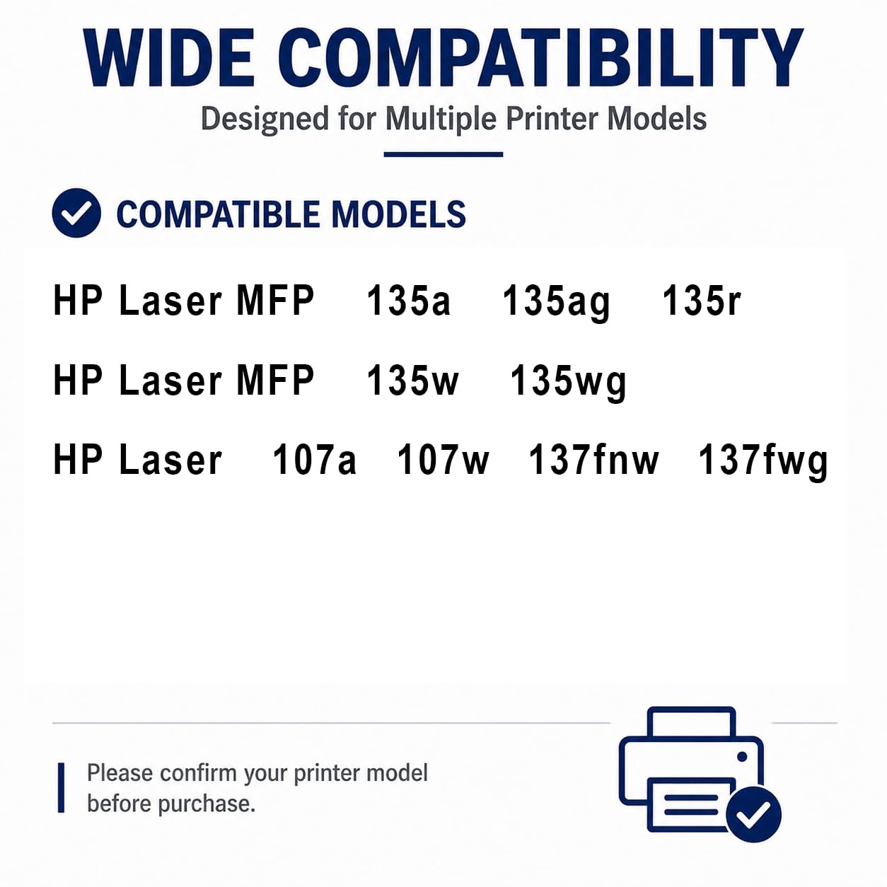 Remplacement de la Cartouche de Toner Compatible à Haut rendement 106A pour W1106A avec la dernière Puce, Convient à l'imprimante Laser HP Laser MFP 135a 135w 137fnw 107a 107w, Noir
