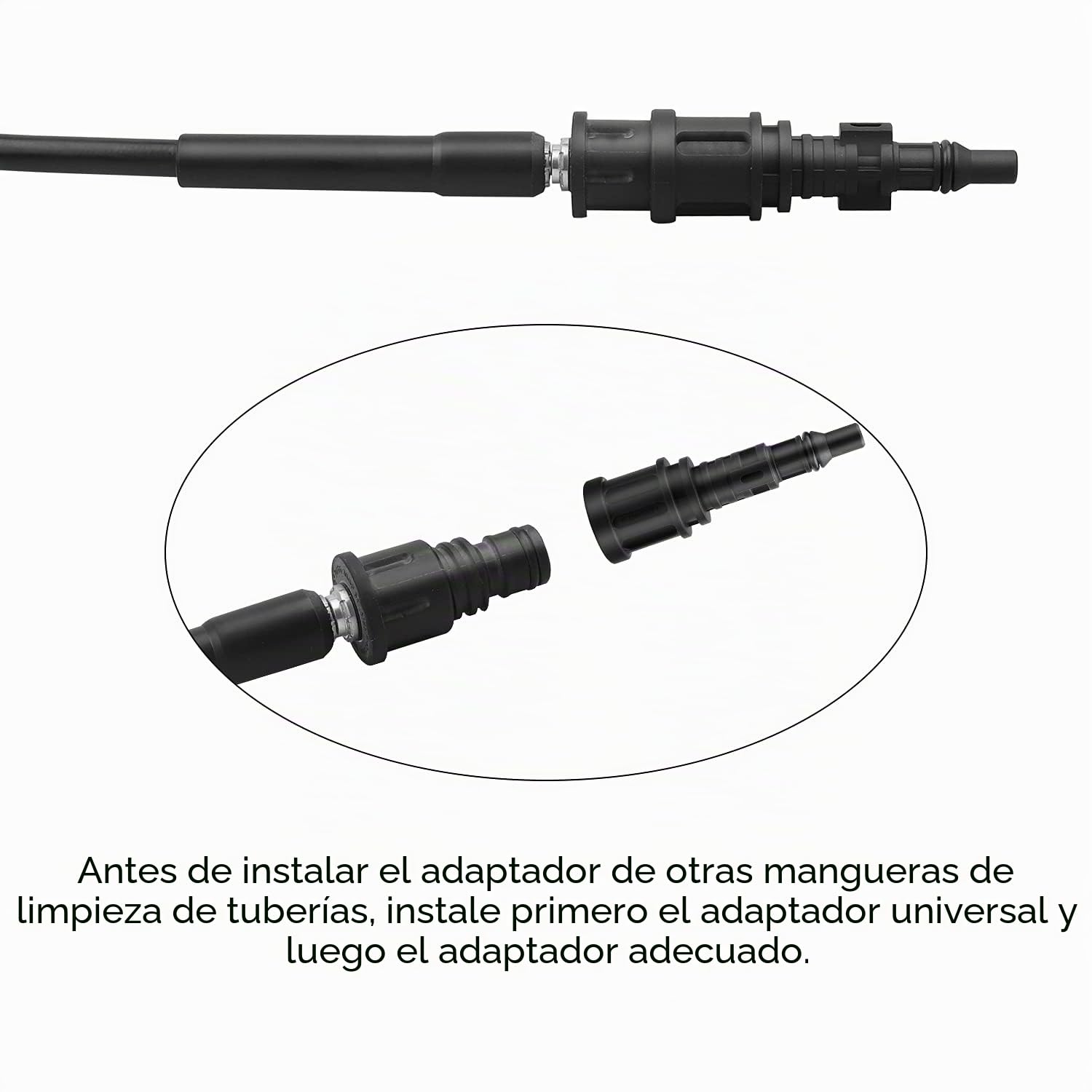 SWAWIS Mangueras para Limpiadoras a Presión 10M 180 Bar 60 °C incluye 5 Adaptadores para Limpiador de Alta Presión Kärcher/Lavor/Interpump/Bosch, Manguera de Alta Presión Hidrolimpiadora Manguera