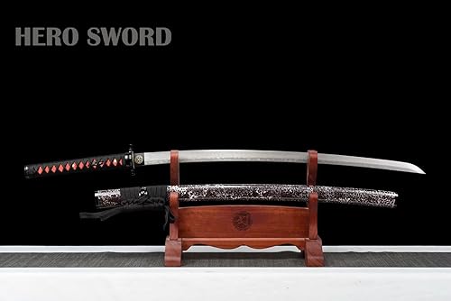 Miniatura 3 de HERO SWORD SEKIRO 2023 Shadows Die Twice Wolf Samurai Sword Cosplay Réplica Katana Damasco Cuchillo de hoja mortal de acero real Espiga completa