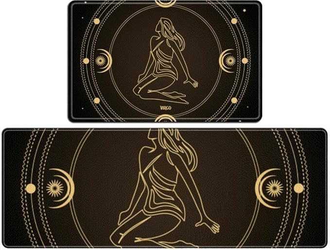 Virgo zodiac sign astrological horoscope sign a mystical circle moon Kitchen Rugs Sets of 2 Non Slip Washable Kitchen Mats for Floor 2 Piece Kitchen Sink Rug Runner Long Bathroom Rug Sets 2 Piece
