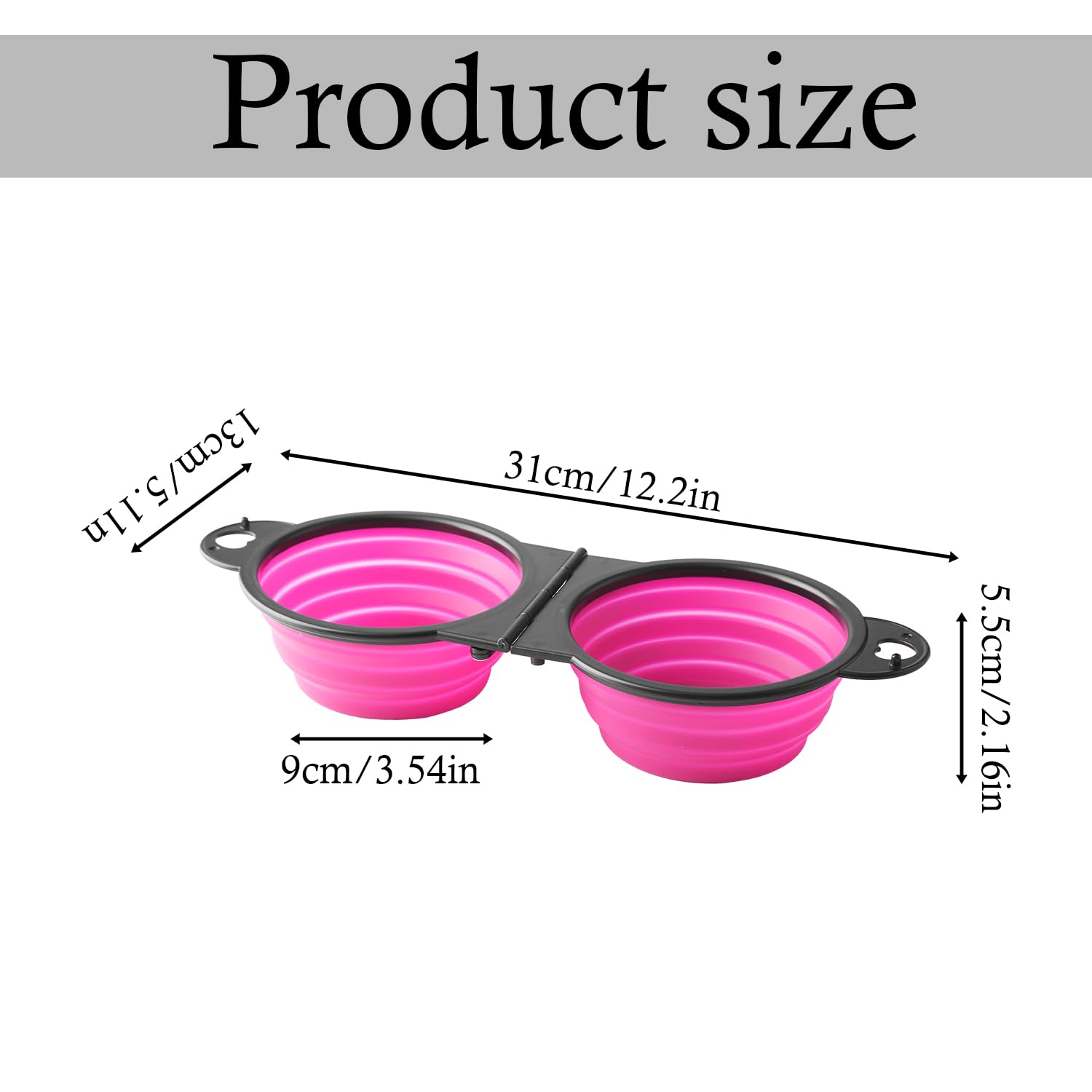 Bojueshaw Collapsible Dog Silicone Bowls,2-in-1 Portable Pet Travel Bowl with Carabiner for Puppy Hiking,Camping,and Outdoor Adventures(Pink) - Image 2