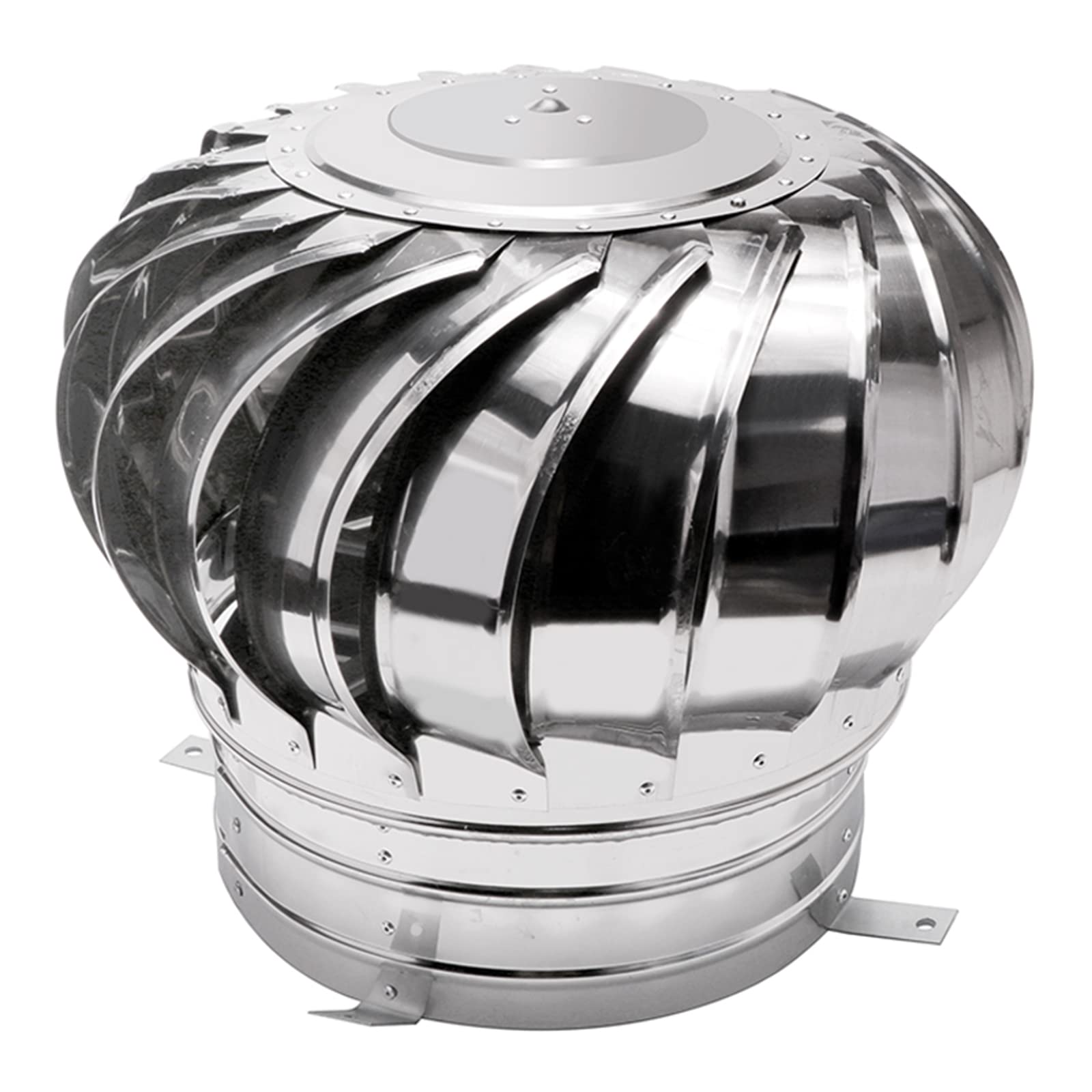 KGLHJDY Energy-Efficient 160mm Stains Turbine Fan Rotatable Chimney Hood Anti-Downdraught Spinner with Claw Base for Enhanced Ventilation and Airflow