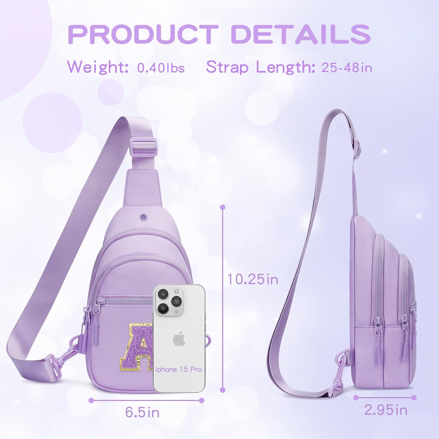 Small Initial Sling Crossbody Bags for Girls Fanny Pack Chest Bag Purse Personalized Birthday Gift - Purple - A - Image 5