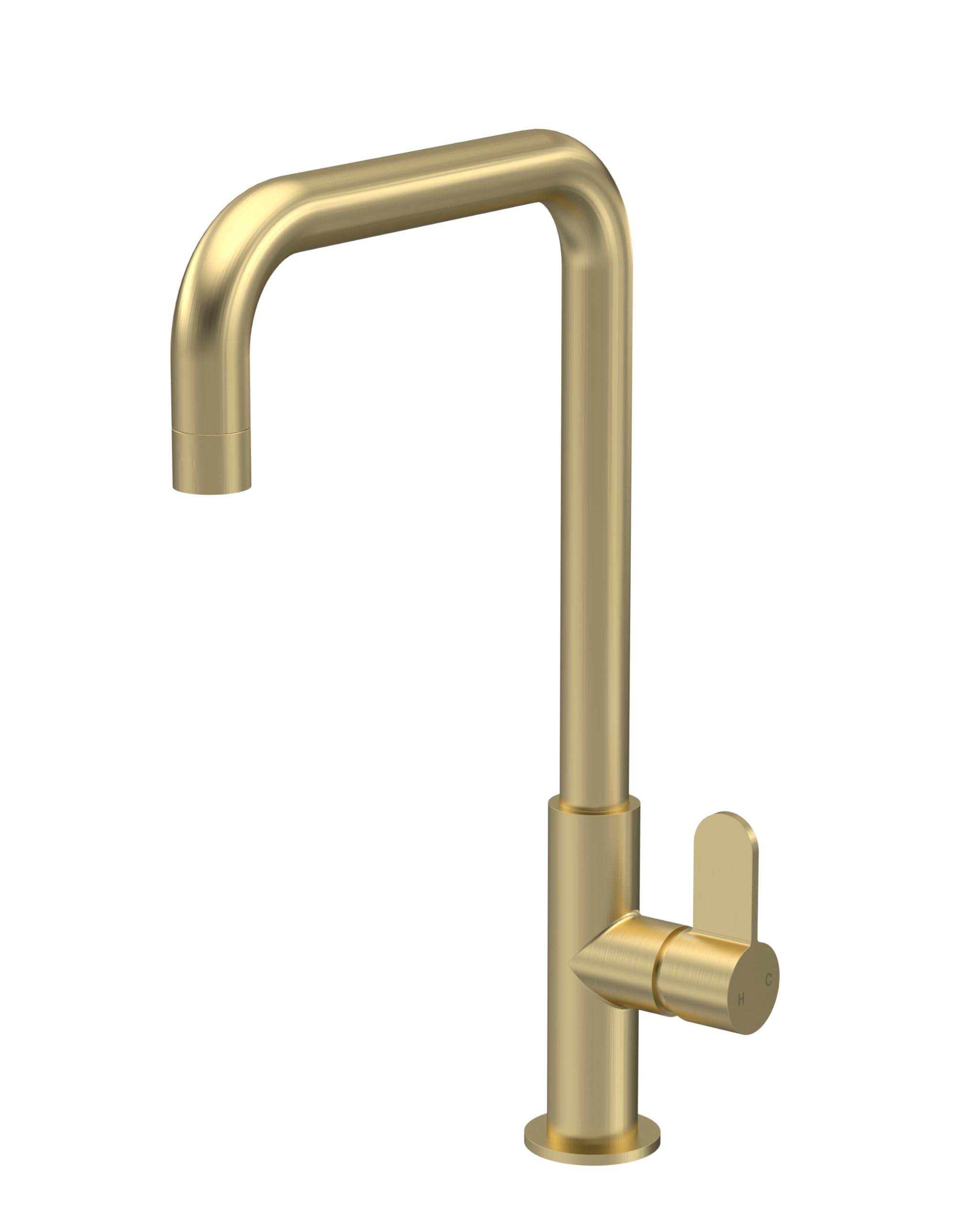 Kitchen Mono Mixer Tap With 1 Lever Handle, 361Mm - Brushed Brass 5056678433492