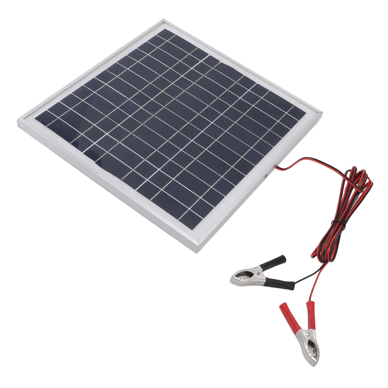 Pannello Solare Portatile 50W in Silicio Monocristallino con Cornice in Alluminio, Cavo da 3 Metri e Morsetti per Batteria, Ideale per Campeggio, Escursionismo e