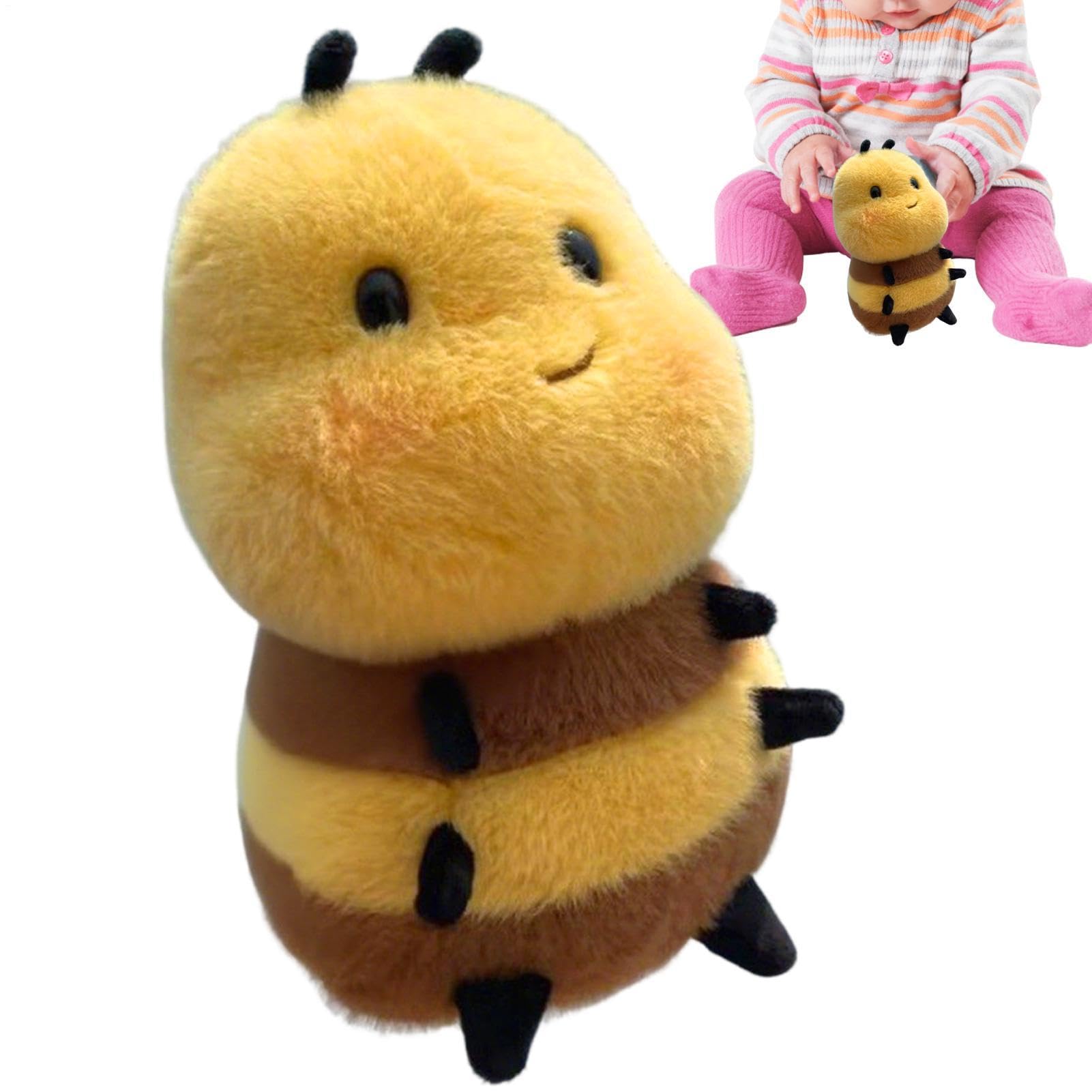Bee Plush, Chubby Smiling Bee Plush Doll 20cm, Soft Stuffed BeeAnimal With High Elastic Filling, Cute Sleeping Companion Toy For Kids Girls Boys Bedroom Sofa Babys Shower Birthday Gift
